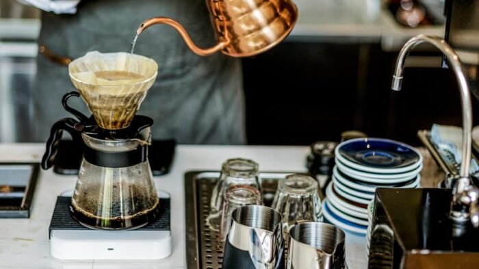 Barista prepare coffee working