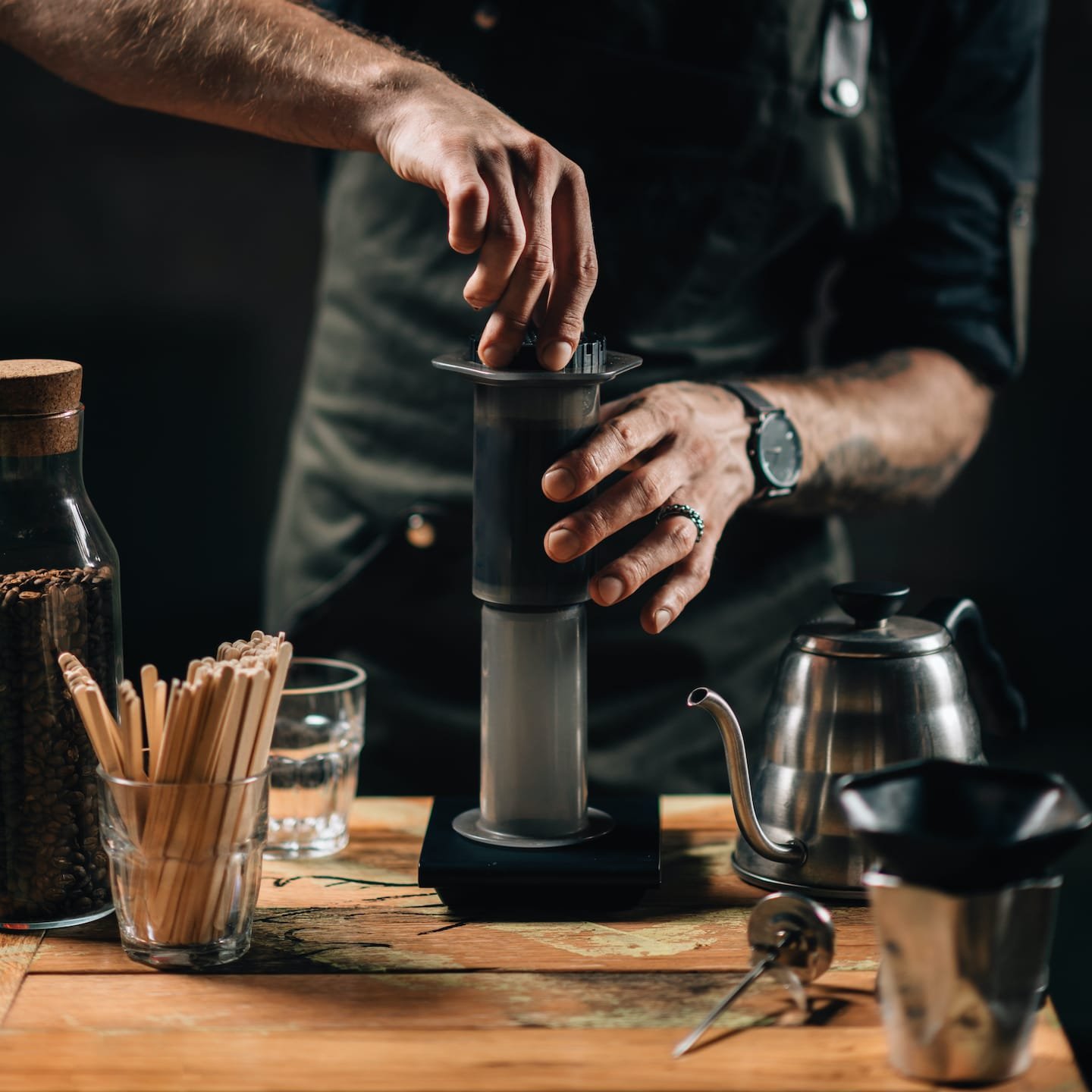 barista-brewing-aeropress-coffee